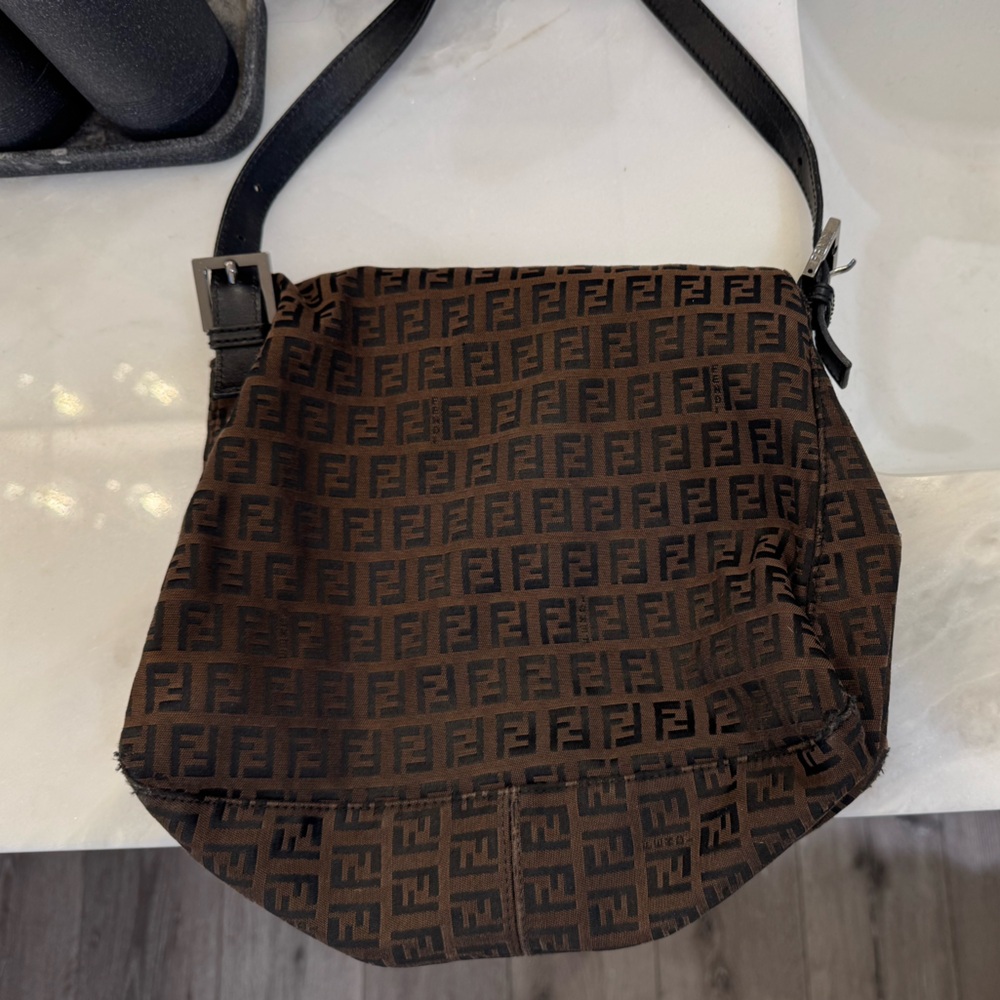 Vintage Fendi Monogram Brown and Black Messenger Bag - Picture 2 of 16